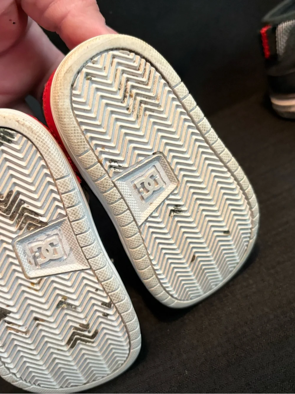 DC Spark High RS toddler sneakers in grey and red size 5